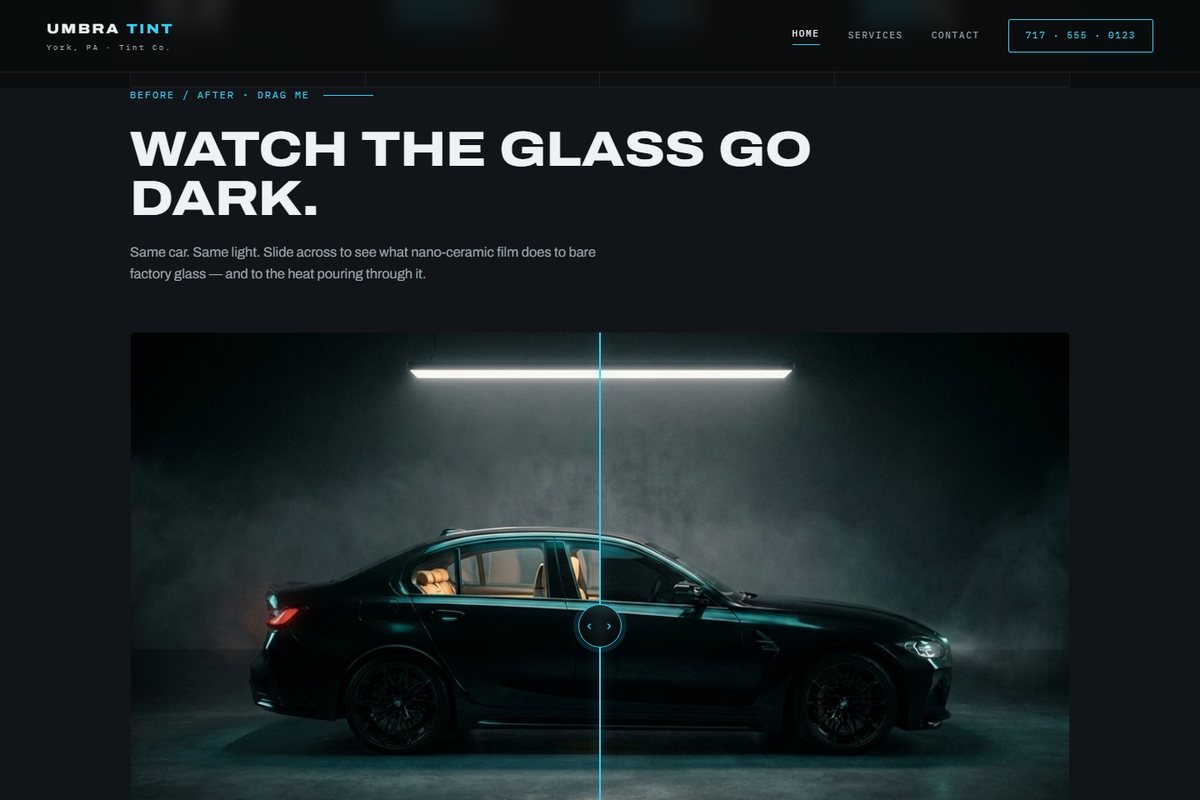 Umbra Tint Co. concept site: before-and-after tint slider