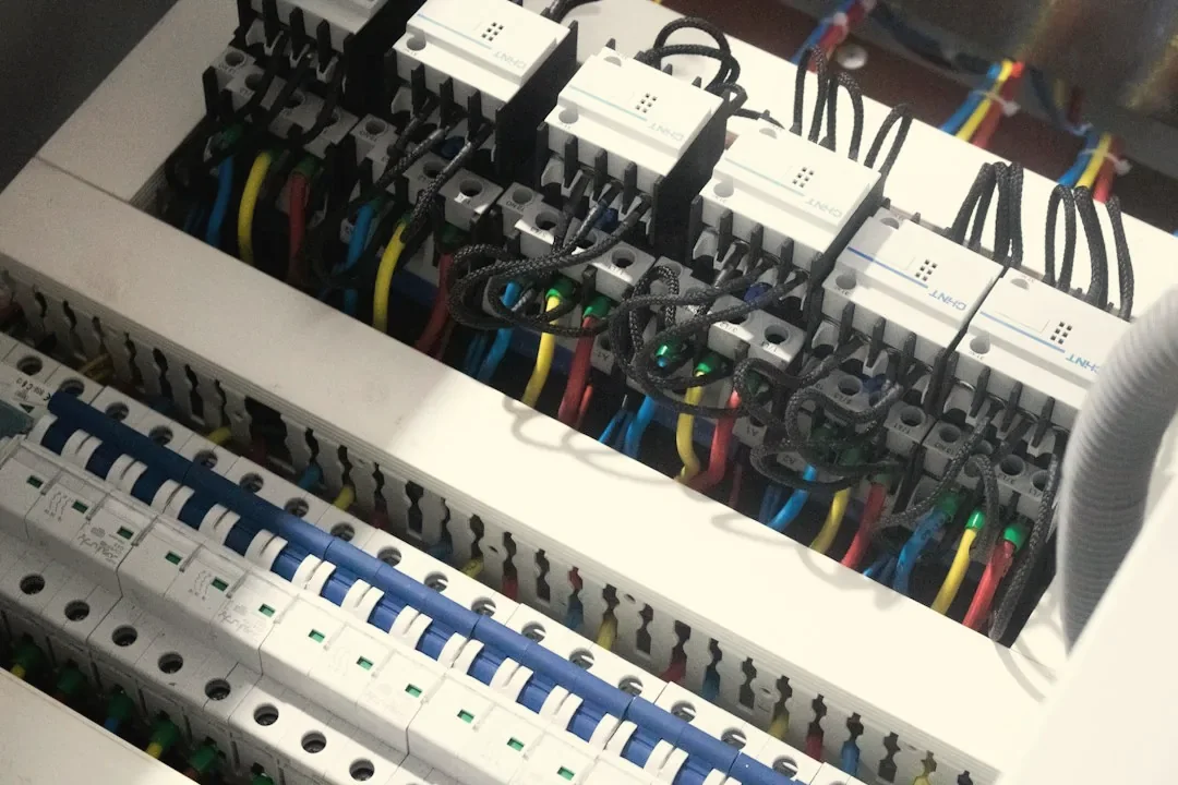 Newly installed electrical panel with neatly run wiring