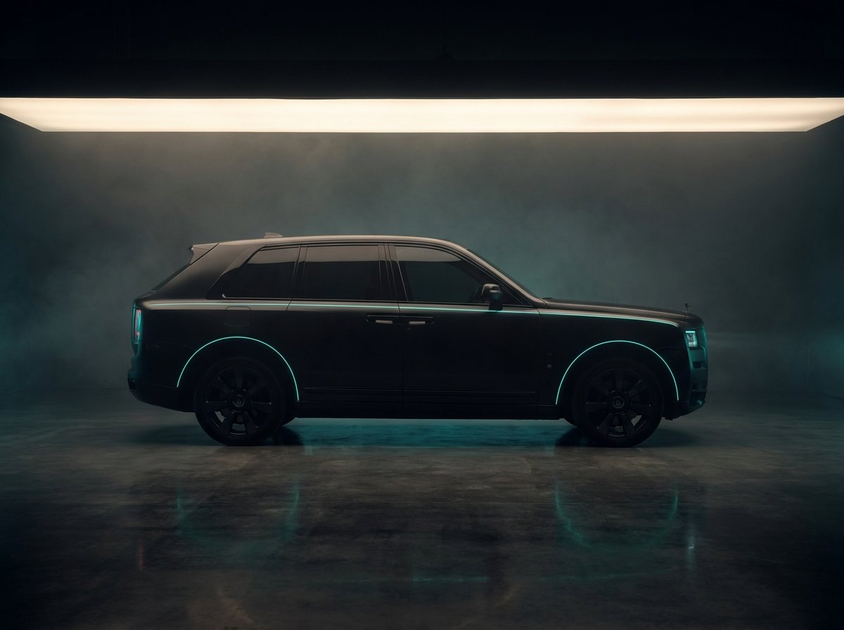 Blacked-out luxury SUV with chrome delete and dark tint